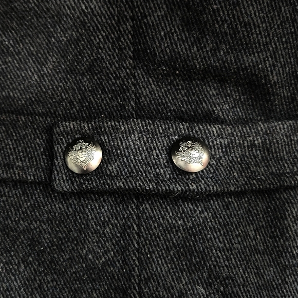 Nygard Black Label Wool Pea Coat M Charcoal Pinstripe Double Breasted - Picture 10 of 11